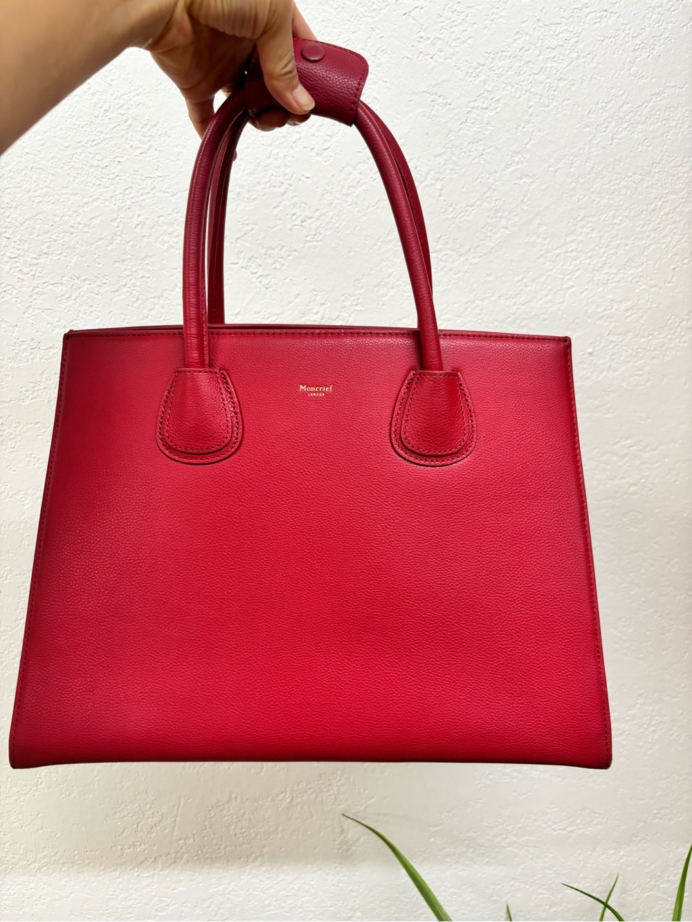 Moncrief London Brooke cherry Red Leather Tote
